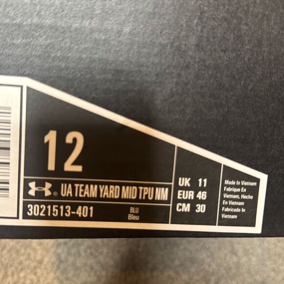 Under Armour Team Yard Mid TPU Blue Gray Baseball Cleats Size 12 3021513-401 NEW main image 10